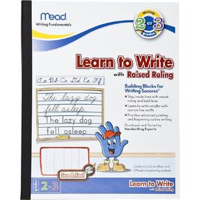 Mead See & Feel Learn To Write Tablet with Raised Ruling, Grades 2-3 Workbooks with Lined Paper, Workbook Writing Tablet for Home School Supplies to Practice Writing & Handwriting, 8" x 10" (48556),white
