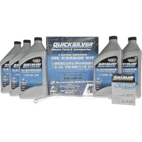 Quicksilver 10W-30 Oil Change Kit for 4-Stroke 75hp, 90hp and 115hp Mercury 2.1L outboards