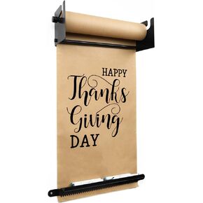18" Kraft Paper Dispenser Wall Mount，Butcher Paper Dispenser，Paper Roll Cutter to Do Lists,Ideal for Home,Office Wall Paper Holder with Serrated Edge Cut Bar-Black