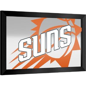 Trademark Global Wall Mirror - Ready-to-Hang Phoenix Suns Fade Black Framed Rectangle Mirror - for Pub, Game Room, Garage or Home Bar