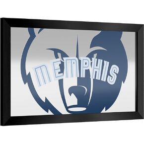 Trademark Global Wall Mirror - Ready-to-Hang Memphis Grizzlies Fade Black Framed Rectangle Mirror - for Pub, Game Room, Garage or Home Bar