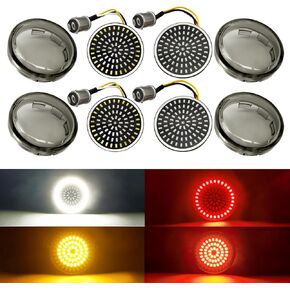 1157 LED Turn Signals 2" Front Rear Bulbs 81 LED Lights Smoke Lens Covers Kit Compatible with Harley Davidson Softail Dyna Sportster Touring Tri Glide 1986-2023