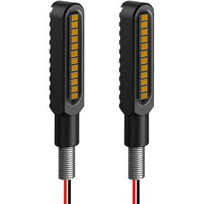 BlyilyB Waterproof Motorcycle Blinkers Indicator Turn Signal Amber Flowing Sequential Universal Lamp (Pack of 2)