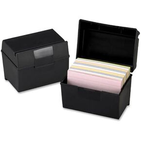 Oxford : Plastic Index Card Flip Top File Box Holds 500 5 x 8 Cards, Matte Black -:- Sold as 2 Packs of - 1 - / - Total of 2 Each