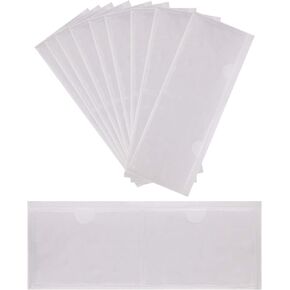 20PCS Self-Adhesive Index Card Pockets with Top Open for Loading Clear Plastic Business Card Label Holders Sleeves for Labeling Marking Storage Bins Boxes Organizing Pictures(3.6x2.5 Inches)