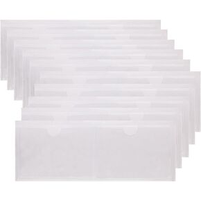Tupalizy 20PCS Self-adhesive Index Card Pockets with Top Open for Loading Clear Plastic Business Card Label Holders Sleeves for Labeling Marking Storage Bins Boxes Organizing Pictures(5.1x3.7 inches)