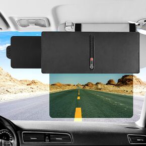 Sun Visor Extender for Car, Polarized Car Visor Extender with Zipper, One Pull Down Sunshade & One Side Shade Sun Block Piece for Protection from Sun Glare UV Rays, Universal for Most Cars