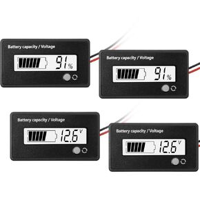 2 Pieces Golf Cart Battery Meter Battery Indicator Voltage Meter Direct Current 12V 24V 36V 48V 72V with Alarm, Battery Capacity Meter Lithium Ion Battery Capacity Monitor (Green)