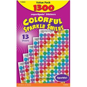Colorful Sparkle Smiles Stickers Value Pack (1300 Stickers)