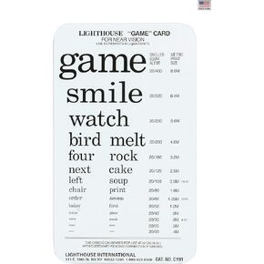 Lighthouse PowerCard Word Recognition Pocket-Size Test Card, 40cm / 16 in. LH 9258