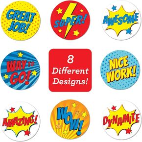 Cute Animal Pun Teacher Stickers / 500 Motivational Reward Labels / 6 Alternating Encouraging Phrase Classroom Stickers / 1.5" Circle Animals Stickers/Made in The USA