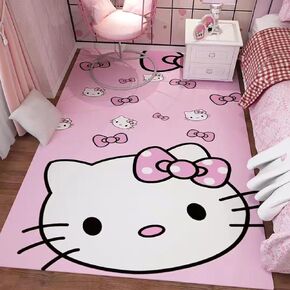 Pink Washable Runner Rug 2' x 5' 3" Cute Cartoon Kitten Face Pattern Non-Slip Area Rugs Kawaii Carpet Home Decor Carpet for Living Room Bedroom Entryway Rug