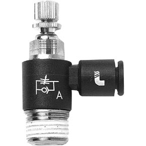 AutoMeter ANVRAMO Needle Valve, 90º, 1/4" Od Qk Disconnect to 1/8" Npt (Meter Out) Nickel Pl Br