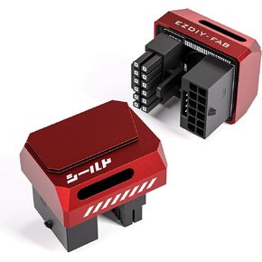 EZDIY-FAB PCIe 5.1 Adapter - 600W 12+4pin, 16pin 12VHPWR GPU Power Connector, 12V-2x6 GPU Adapter,180 Degree Right Angle - Compatible with RTX 3090Ti, 4070Ti, 4080, 4090 GPU - RVS Type, Black, 1 Pack