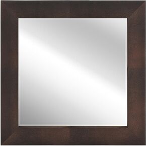 Empire Art Direct Exotic Stingray Leather Framed Occasional Mirror, Black on Blue, 30-Inch by 30-Inch