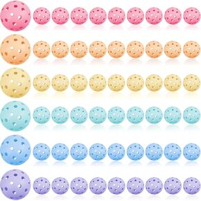 60 Pcs Plastic Practice Baseballs Bulk 40 Holes Practice Golf Balls Baseball Balls Multi Color Outdoor Indoor Balls Tournament Play Training for All Style Paddle, 2.9 Inches