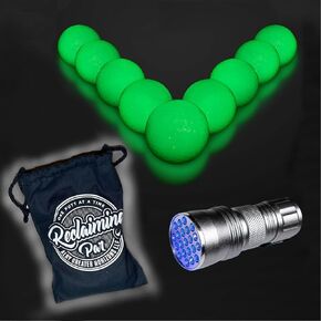 Glow in The Dark Golf Balls, Practice Golf Balls for Backyard, Accessories for Men, Pack of 9Pcs Night Light Golf Balls, UV Flashlight and Drawstring Bag for Golfers