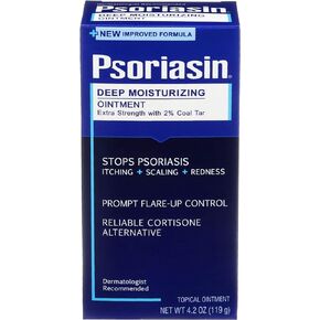 Psoriasin Deep Moisturizing Ointment - 2% Coal Tar - Stops Psoriasis Itching, Scaling, Redness - 4.2 oz