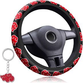 Anime Steering Wheel Cover Anime Car Accessories for Men Women with Car Air Freshener, 15 Inch Anti-Slip Car Steering Wheel Covers Universal Fit