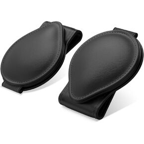 MoKo Sunglasses Holder for Car Sun Visor, 2-Pack PU Leather Magnetic Glasses Mount Holder Eyeglasses Hanger Clip Visor Accessories for All Car Models, Black