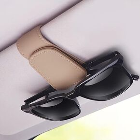 2 Packs Sunglass Holder for Car Sun Visor, Magnetic Eyeglass Hanger Clip for Car Visor, Leather Car Glasses Mount, Car Interior Visor Accessories (Black-2Pcs)