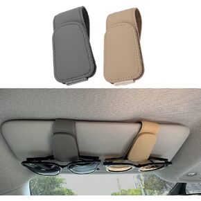 LJDJ Sunglass Clip for Car Visor – 2 Pack Car Accessories - Magnetic Leather Eyeglass Hanger Clip Holder for Car Sun Visor (Black+Black)
