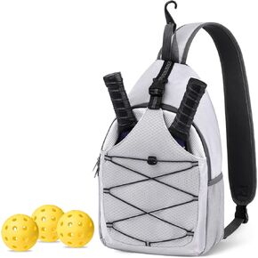 SPOENGRU Pickleball Bag Pickleball Paddle Bag Small Pickleball Bag for Women Men, Adjustable Pickleball Sling Bag with Fence Hook Water Bottle Holder for Pickleball Paddle Racket