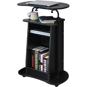 Lectern Podium Stand, Stuffygreenus Mobile Height Adjustable Church Classroom Lecture, Portable Presentation Concert Podium, Standing Laptop Cart with Wheels, Black