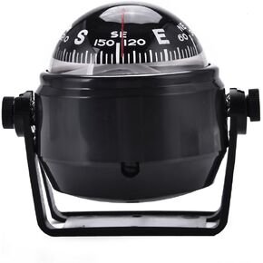 Focket Boat Compass,Multi-Purpose Electronic Adjustable Pivoting Military Marine Ball Night Vision Compass Car Compass Navigation for Boat Vehicle Truck Caravan,etc(Black)