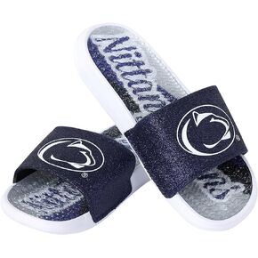 FOCO Womens NCAA College Team Big Logo Shimmer Slide Flip Flop Sandals