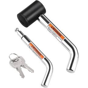 CZC AUTO Hitch Receiver Pin Lock, Right Angle 1/2" and 5/8" Dual Pins for Class I II III IV 1-1/4" 2" and 2-1/2" Receiver, Compatible with Bike Rack Tray Ball Tow Rope for Trailer Truck Car Boat