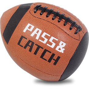 PassCatch Training Football, Composite Leather Football Training Equipment, Kids/Youth Size(Ages 7-13) and Official Size (Ages 13+) Football Improving Enhance Solo Passing Catching Skills (Deflated)