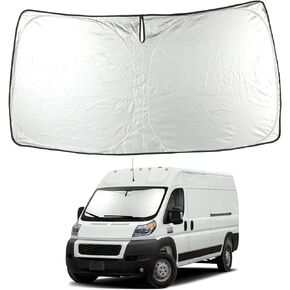 ROCCS Windshield Sunshade UV Ray Reflector for 2014-2024 Dodge RAM ProMaster Full Size Cargo Van Chassis Cab Cutaway Front Window Sun Shade Shield Cover Foldable Reflective Sun Visor