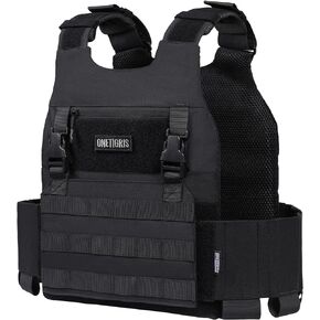 OneTigris Low Profile MOLLE Vest Adult with Hook and Loop Cummerbund, Side Elastic Holder Pockets Vest