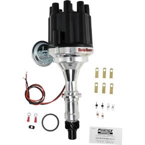 Pertronix D120700 Flame-Thrower Pontiac V8 Plug and Play Vacuum Advance Black Cap Billet Electronic Distributor with Ignitor II Technology for Pontiac V8