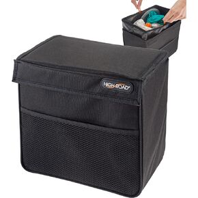 High Road TrashStand Car Trash Can with Weighted Bottom, Lid and Removable Leakproof Lining for the Front Seat, Back Seat or Trunk