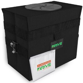 Drive Auto Car Trash Can - Collapsible, Leakproof Garbage Bin with 20 Trash Bags and Adjustable Strap - Car & Truck Accessories for Men and Women - Black, Large
