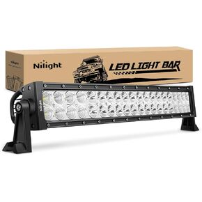 Nilight 22Inch 120W Spot Flood Combo Led Light Bar Off Road Driving Lights Boat Lights Fog Light 12V On/Off 5 Pin Rocker Switch Power 16AWG Wiring Harness Kit-1 Lead for Trucks,2 Years Warranty