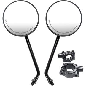 Retro Motorcycle Rearview Side Mirrors Universal 4" Round Multi-fit for Cruiser Chopper Cafe Racer Old School Bobber Touring Kymco Yamaha Custom Kawasaki