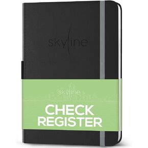 Skyline Check Register – Accounting Ledger Log Book for Income & Expenses – Transaction Checkbook for Small Business – Checking Account Notebook for Financial Transactions – A5, Hardcover, Black