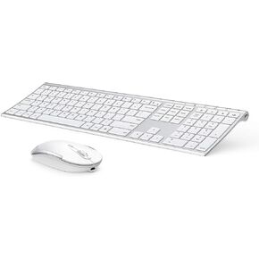 Wireless Keyboard and Mouse, Vssoplor 2.4GHz Rechargeable Compact Quiet Full-Size Keyboard and Mouse Combo with Nano USB Receiver for Windows, Laptop, PC, Notebook-Black and Rose Gold