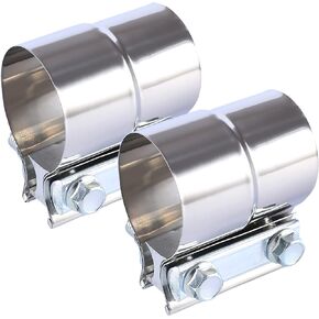 5 Inch Lap Joint Exhaust Band Clamp Exhaust Repair Preformed For Exhaust Pipe Connection Stainless Steel (5" 2 Packs) Metallic