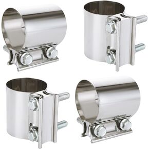 4 Pcs Exhaust Clamps, 2.5 Inch Joint Exhaust Pipe Muffler Clamp Band, 304 Stainless Steel Lap Joint Exhaust Band Clamp for Exhaust Pipes, Muffler Ends and Exhaust System Connection