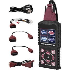 Motorcycle System Diagnostic Test Measurement Tools M3-A Motorcycle Fault Code Readers Scan Tools Moto Diagnostic Test Measurement Tools Compatible for Yamaha 2/3/4P,Kawasaki 4-6P,Honda 4P,OBDII 16P