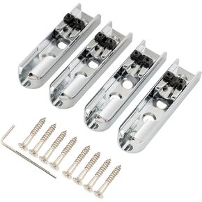 Musiclily Pro Individual Bass Bridge Single String Lock-Down Bass Bridge for 4-String Electric Bass, Black (Set of 4)