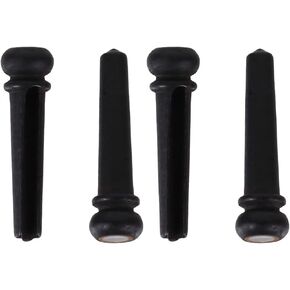 Milisten Strings Bridge 4 pcs with for Dot Pin Abalone Bridge Wood Stud Pegs Acoustic Shell Guitar End Endpin Inlaid Part Accessory Slotted Black Replacement Accessories Parts Ebony Bass Guitar Bass