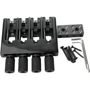 Guyker 4 String Headless Bass Bridge and Bridge String Lock, Slightly Adjustable String Spacing Base CNC Processing, WB004, Black