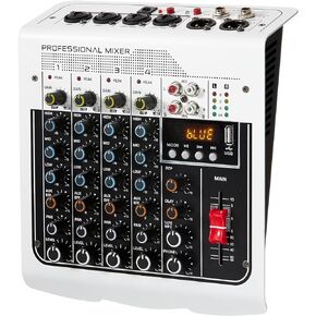 Audio Mixer 6 Channel DJ Mixer Sound Board Console with USB MP3 Bluetooth Input 48V For Live Performance Home Stage Karaoke
