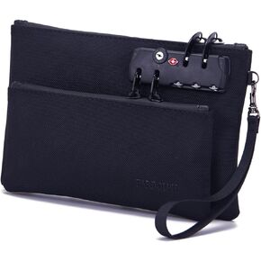Money Bag with Lock, Double layer Men & Women's Locking Accessories Pouch, Bank Bag , Passports, Notary Supplies, Medicine, Valuable Storage Bag,Cash Bag with Lock and Zipper Notary Bag with
