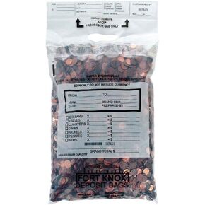 BankSupplies Poly Coin Bags | 13W x 22H | Tamper Evident Seal | Single Handled | Holds up to 50 lbs. of Coin | Sequential Numbering & Tear Off Receipt